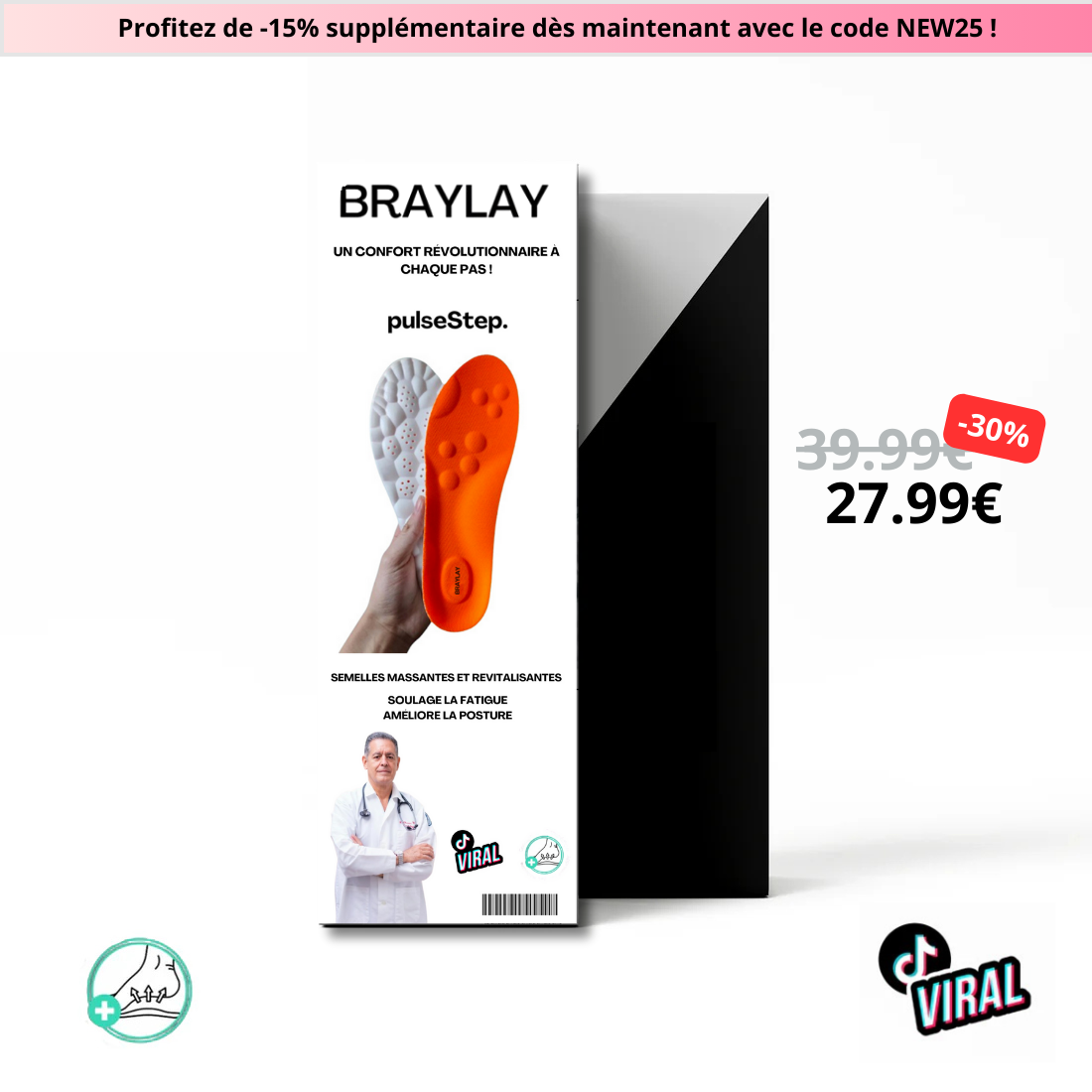 Semelles de massage revitalisantes PulseStep™ | Braylay